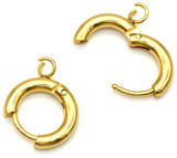 2pc 16x13mm 14k Gold-Plated Stainless Steel Hypoallergenic Huggie Hoop w/Loop Hinged Ear Wires
