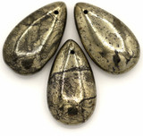1pc 30x17mm Pyrite Teardrop Pendant (See Photos for Variation)