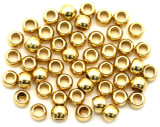 50pc 2x1.5mm Tarnish-Resistant Surgical Steel Crimp Beads, 24k Gold-Plated