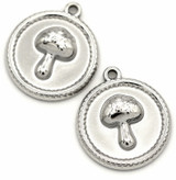 2pc 18x16mm Stainless Steel Mushroom Round Charms