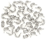 40pc 7x4mm Brass 2 Loop/Clamshell Bead Tips, Platinum Finish
