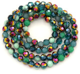 Approx. 20" Strand 6x5mm Crystal Faceted Rondelle Beads, Blue Zircon & Mint Green Multi