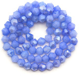 Approx. 11.5" Strand 4mm Crystal Faceted Bicone Beads, Cornflower Marble