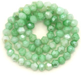 Approx. 11.5” Strand 4mm Crystal Bicone & 4x3mm Rondelle Beads, Varied Green Marble