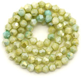 Approx. 12" Strand 4mm Crystal Faceted Bicone Beads, Spring Green Marble