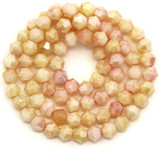 Approx. 12" Strand 4mm Crystal Faceted Bicone Beads, Peach Marble