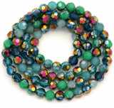 Approx. 20" Strand 6x5mm Crystal Faceted Round Beads, Blue Zircon & Aquamarine Multi
