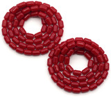 BOGO- 2 Strands of 15" 6x4mm Glass Barrel Beads, Red (For the Price of One!)