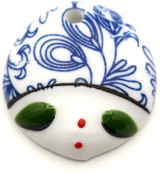 RANDOM PICK- 1pc Approx. 35mm Assorted Porcelain Abstract Face Pendant, Mixed Colors