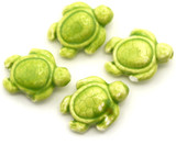 4pc 18x15mm Glazed Porcelain Sea Turtle Beads, Green
