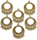 6pc 37x29mm Filigree-Style Chandelier Links, Antique Bronze
