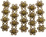 20pc 9mm 6-Loop Flower Links, Antique Bronze