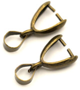 2pc 12x7mm Brass Pinch Bails in Antique Bronze