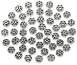 45pc 7mm Scalloped Round Bead Caps, Antique Silver