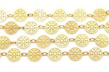 Approx. 1 Meter 10x12mm Brass Round Medallion Jewelry Chain, Light Gold