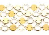 Approx. 1 Meter Brass 8mm Round Jewelry Chain, Light Gold