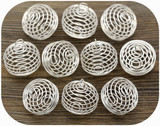 10pc 26x24mm Bead Cage Pendants, Silver