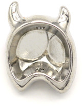 19x16mm Two-Eyed Monster Bead, Silver w/Pink & Purple Eyes
