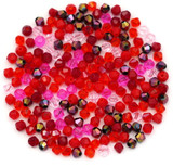 Approx. 190pc 4mm Crystal Bicone Beads, Ruby Mix