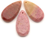 1pc Approx. 24x13mm Pink Rhodonite Faceted Teardrop Pendant