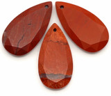 1pc Approx. 24x13mm Red Jasper Faceted Teardrop Pendant