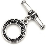20mm (28mm Bar) Brass Dotted Round Toggle Clasp, Antique Silver