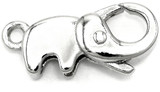 14x7mm Brass Elephant Lobster Claw Clasp, Silver