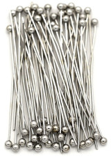 50pc 30mm 24-Gauge Nickel-Free Brass 1.5mm Ball Head Pins, Antique Silver