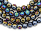 Approx. 11.5" Strand 6mm Glass Round Beads, Jet Black AB