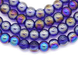 Approx. 11.5" Strand 6mm Glass Round Beads, Dark Sapphire AB