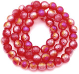 Approx. 11.5" Strand 6mm Glass Round Beads, Ruby AB