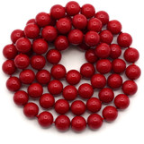 Approx. 15.5" Strand 6mm Shell Pearl Beads, Coral Red