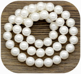 Approx. 15" Strand 8mm Shell Pearl Beads, Bright White