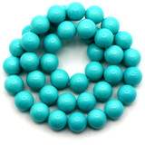 Approx. 15.5" Strand 10mm Shell Pearl Beads, Turquoise