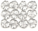 12pc 13x11mm Czech Pressed Glass Maple Leaf Beads, Crystal w/Silver Wash