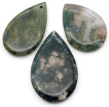 1pc Approx. 31-55mm Moss Agate Teardrop Pendant