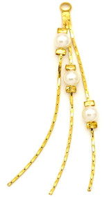 53x4mm 18k Gold-Plated Brass & Faux Pearl Tassel Pendant