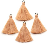 4pc Approx. 46x22mm Polyester & Cotton Blend Tassel Pendants, Bronze/Peach