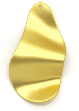 33x17mm Brass Wavy Pendant, Matte Gold