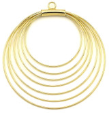 Approx.67x62mm Brass Wired Go-Go Donut Pendant, Gold