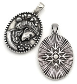 22x15.5mm Brass Detailed Cameo Oval Pendant, Antique Silver