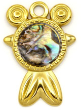 26x18mm Stainless Steel & Abalone Shell (Assembled) Goldfish Pendant, Gold (See Photos for Variation)