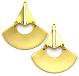 2pc Approx. 48x42mm Brass Articulated Fan Pendants, Gold
