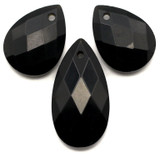 3pc 18.5-25mm Obsidian Faceted Teardrop Pendant Bundle