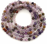 Approx. 15" Strand 2mm Rainbow Fluorite w/Matrix Micro-Faceted Round Beads