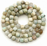 Approx. 15" Strand 5mm Flower Amazonite Faceted Cube Beads
