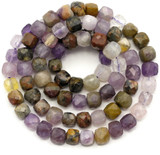 Approx. 15" Strand 5mm Rainbow Fluorite w/Matrix Faceted Cube Beads