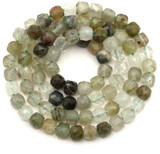 Approx. 14.5" Strand 4.5mm Green Rutilated Quartz Faceted Cube Beads