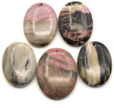 1pc Approx. 40-45mm Rhodonite Oval Pendant