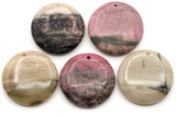 1pc Approx. 35mm Rhodonite Round Pendant